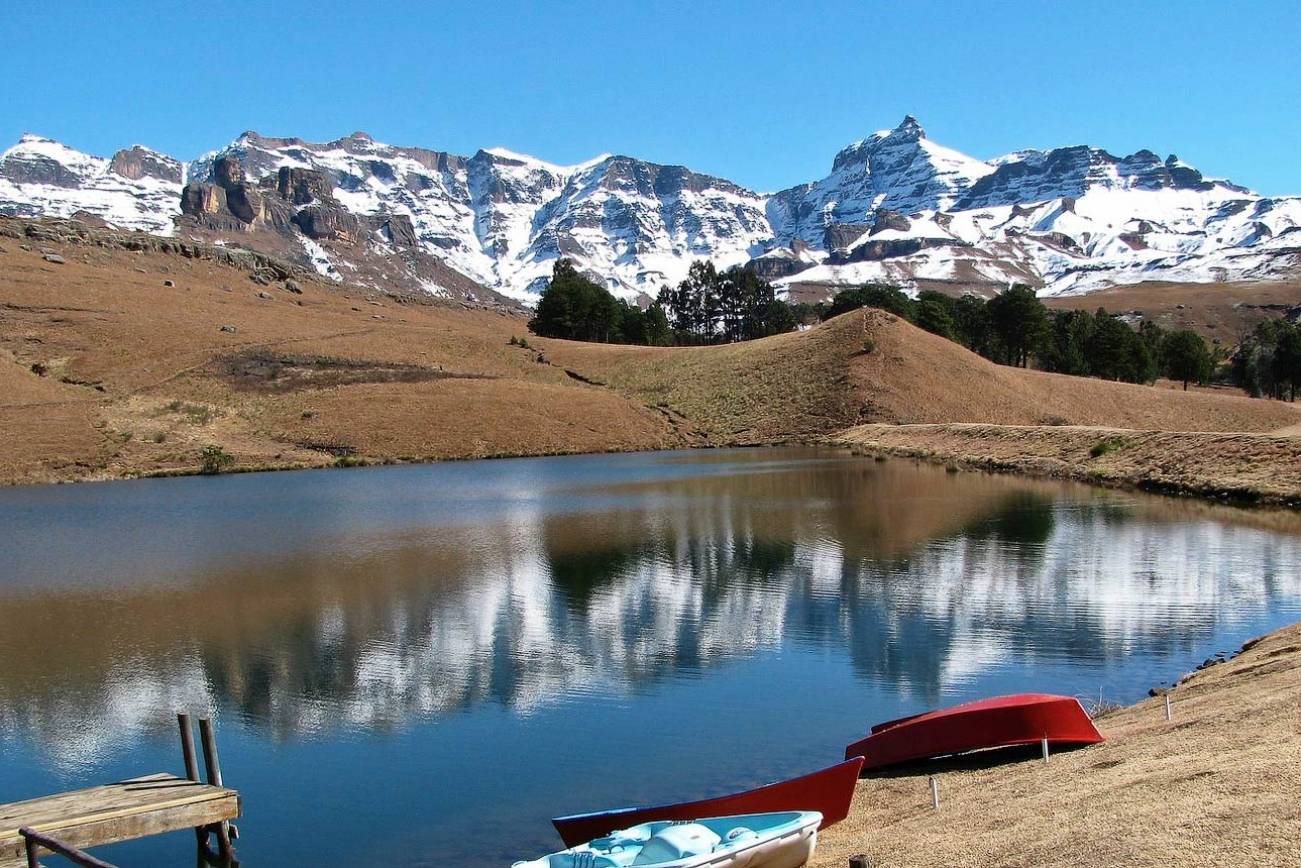 Snow capped mountains and wild life