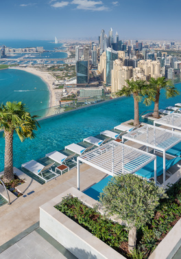 40% Discount! Great views from the infinity pool at the Address Beach Resort in Dubai!