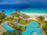 Aerial view of beach and pool